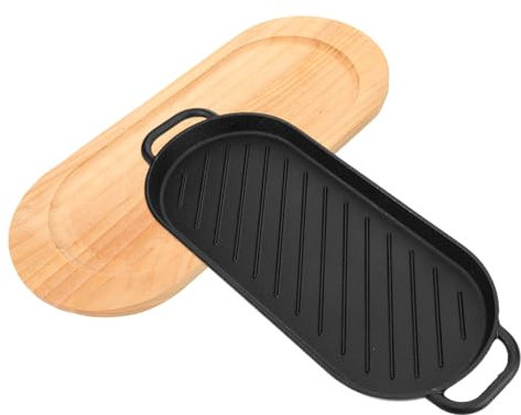 DECHOUS 1 Set Gusseisen Steakpfanne Grillpfanne Steak Grillpfanne Steakpfanne Gusseisen Steakpfanne Eisenhaushalt Gebratene Steakpfanne Kreative Backform Gegrillter Fischteller