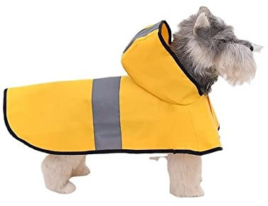 Hund Regenmantel,Haustier Regenmantel, Hundebekleidung for kleine Hunde Wasserdichter Hunderegenmantel mit reflektierenden Streifen und Kapuze, komplett eingewickelt, geeignet for kleine und große Hun
