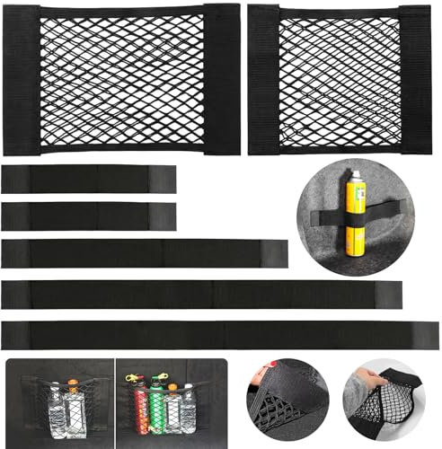 dsDAEDK 7 Stück Kofferraum Netztasche Auto mit Klettverschluss, Schwarz, Universal für Auto/SUV
