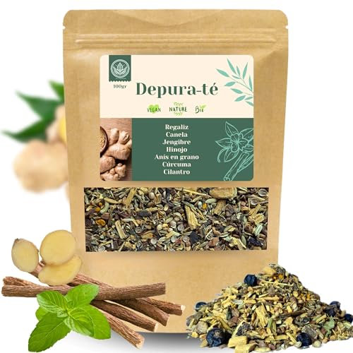 Té de Cúrcuma Regaliz, Canela, Jengibre, Hinojo, Anís en grano, Diente León, Cilantro y Salvia | Infusión para Depurar, Resfriados, Cólicos, Antiinflamatorio,Gases,Metabolización Grasas