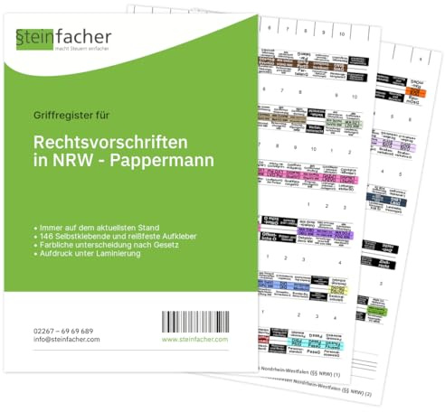 Steinfacher Griffregister für Rechtsvorschriften in NRW - Pappermann (mit Folien)