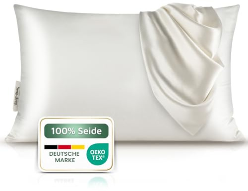 bene-sleep® Premium Seidenkissenbezug – 100 % Maulbeerseide 22 Momme | Verstärkte Nähte | Oeko-TEX Zertifiziert* | Anti-Frizz & Faltenreduzierung | hypoallergen & hautfreundlich (Weiß, 40x60 cm)