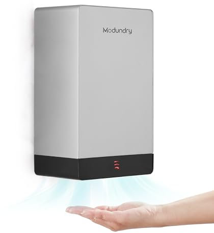 Modundry Secador de Manos Electrónico 7 Segundos para secar, Automático Secamanos de Alta Velocidad para Baño, Comercial y Aseo, ABS, Plata