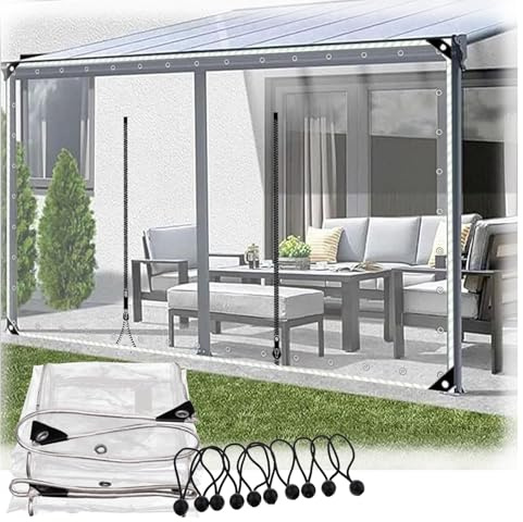 Telone Impermeabile In PVC Trasparente, Telo Di Copertura per Gazebo, con Cerniera Tenda da Balcone in Plastica Personalizzabile(13'x13'(4x4m))