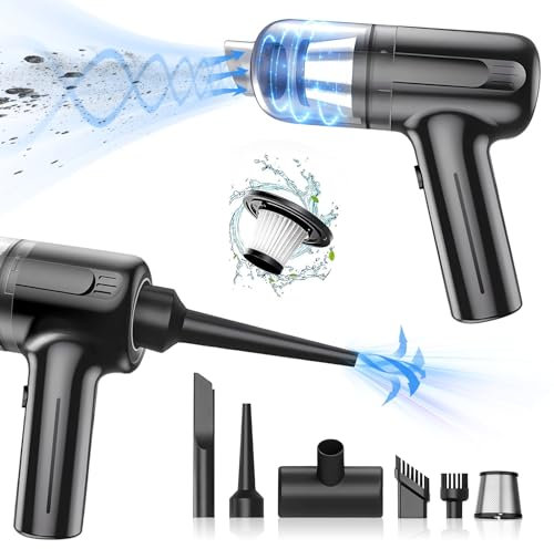 Anluomania Aspirador de Mano Potente 6000PA, Mini Aspiradora De Mano sin Cable, 3 in 1 Multifunción Aspirador Coche, Accesorios Coche, Filtro Lavable, 4000mAh, Aspirador Ligera para Coche/Hogar