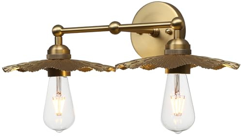 Phansthy Wandleuchten mit 2 Flaming Lotusblatt Metall-Schirm für Flur, Badezimmer Wandbeleuchtung Vintage Wandleuchte Industrie Loft-Wandlampen Küchenwandleuchte Bad lampe(Wandleuchten mit 2 Licht)