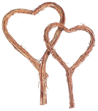 VICASKY 2 Piezas Adorno de Ratán con Forma de Corazón Adorno Rústico para Decorar Fiestas de Navidad y Bodas de Artesanía