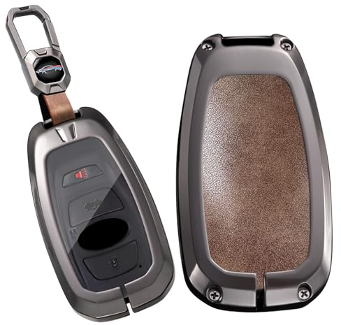 TECART Autoschlüssel Hülle Passt für Subaru Outback XV Forester S5 E-Boxer XV Trezia für Toyota GR86 Schlüssel Hülle Kompatibel Zinklegierung Leder TPU Schlüsselhülle 3 tasten- Kurze Braun