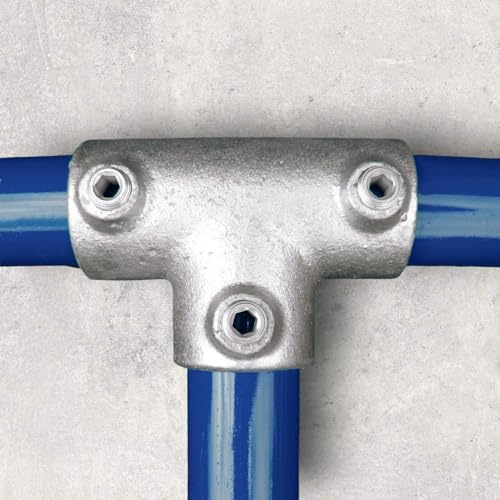 Key Clamp Store 104-C42 42mm Long Tee Fitting - Steel Connectors for Plumbing, & DIY Projects | Pipe Fittings for Residential & Industrial Use