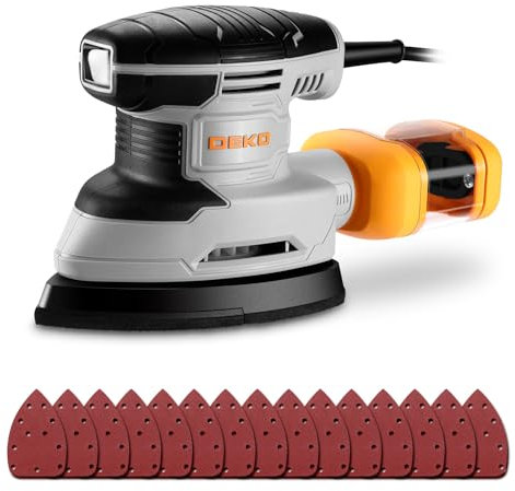 Detail Sander Electric: DEKOPRO 180W Mouse Sander Corded Sanders Hand Tool 13000 RPM with Dust Collector, 15pcs Sandpaper - Ideal for Sanding Polishing Removing Woodworking DIY