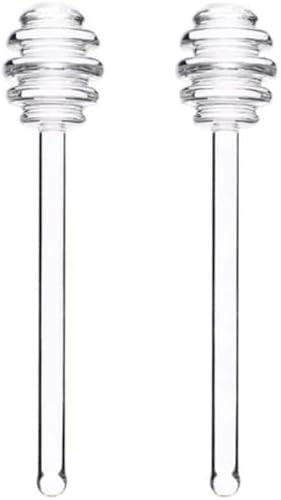 2 bastoncini trasparenti in vetro da 15,2 cm per mescolare il miele, cucchiaio da miele, mescolatore, bacchetta per miele, vasetti, contenitori per miele, erogazione di miele, per casa e cucina