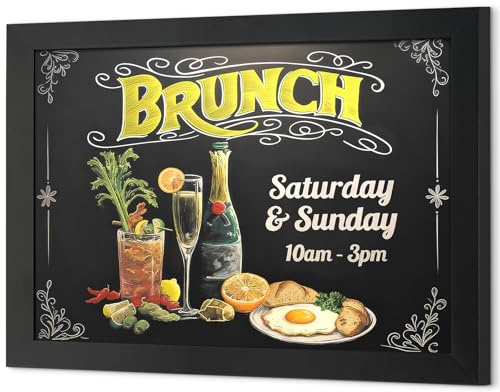 4 THOUGHT Solid Pine Wood Framed Magnetic Chalkboard for Wall, 36x24 Heavy Duty Rustic Blackboard Sign for Kitchen, Office, Home & Cafe - Indoor/Outdoor Use, Black