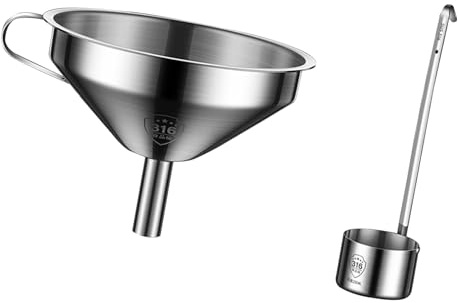 GMBYLBY Filtro Liquido Professionale Imbuto Inossidabile Professionale con Mestolo Fine per Filtrare I Succhi Vino E Oli qualità