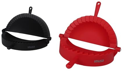 Imusa Empanada Press Set – Dumpling Maker, Plastic Empanada Mold & Pastry Press for Stuffed Pastries, Turnovers, Pierogi, Masa & Dough Preparation, 2 Pack, Red & Black