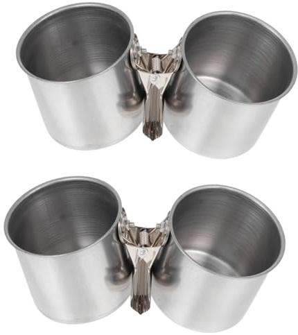 jojofuny 2Pcs Stainless Steel Bird Feeding Bowls Clamp Small 5.5cm Parrot Food and Water Dispenser for Bird Cage and Waterers for Parrots