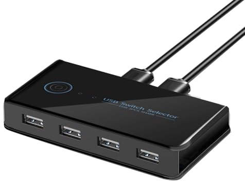 Plmvhpb Commutateur KVM USB Commutateur Partagé USB 2 Entrées 4 Sorties pour Ordinateur Portable PC Clavier Souris Imprimante USB Switch Hub Adaptateur USB 2.0