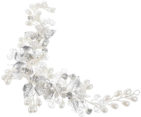 VILLFUL Serrage-Tête en Cristal Argenté pour Mariée et Demoiselles d'Honneur Accessoire de Coiffure Mariage Perles et Strass Ornements Cheveux Élégants pour Cérémonie et Fête