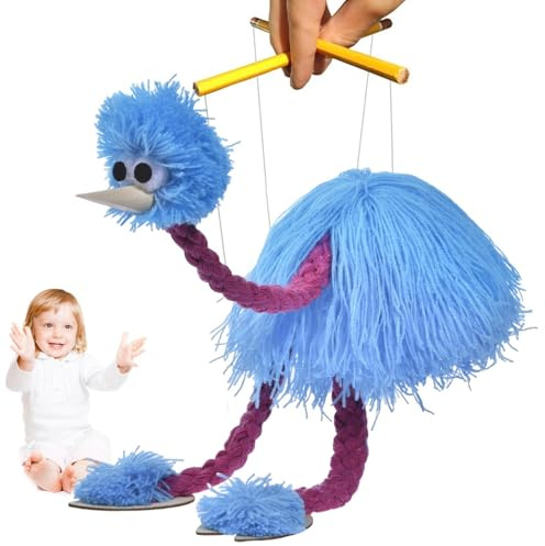 Generisch Straußenmarionettenpuppe – handgemachte Schnurpuppe, realistisches Tierpuppentheater | Interaktive Vogelpuppe zum Rollenspiel