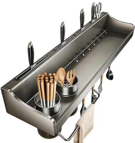 Veasbuu Support de découpe pour comptoir de cuisine – Porte-couverts sans perçage – Support de rangement de cuisine, pour armoire de cuisine, bar, maison, ustensiles d'intérieur