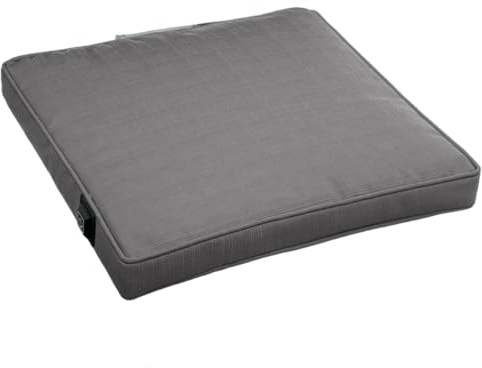 Warmpi Beheiztes Sitzkissen - Kabellos inkl. 10.000mAh Powerbank und integriertem 2,5m USB-Kabel - 3 Stufen - Wasserabweisend & UV-beständig - 40x40x5 cm Memory Foam Stuhlkissen für Garten (Grau)