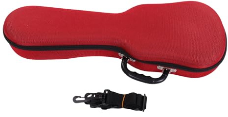 POENVFPO Akustisk Gitarrfodral, 21 Tums 1200D Polyestertyg Bärbar Ukulelefodral Gig Bag med Avtagbar Axelrem för Reseförvaring (röd)