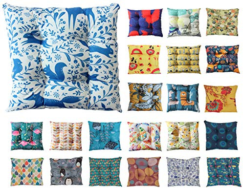 Tropik Home Colourful Seat Pads, Garden Kitchen Chair Cushion Tie On Many Colours (Woodland)
