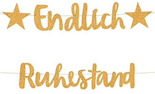 Compagno ENDLICH Ruhestand Girlande in Gold für Renter Party Rente Abschiedsfeier Pension Senior Privatmann Arbeit ade