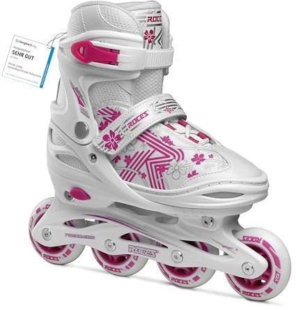Roces Jokey 3.0 Girl, Pattino Inline jr Bambina, Bianco-Rosa, 34/37