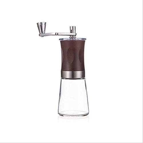 Portable Manual Handcrank Spice/Pepper/Nuts/Coffee Bean Grinder with Stainless Steel Abs Glass Washable Burr Coffee Milller Wine red