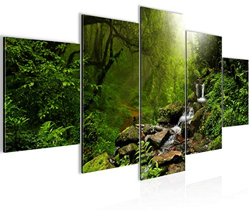 Runa Art - Bilder Natur Wald 200 x 100 cm 5 Teilig XXL Wanddekoration Design Grün 026451a
