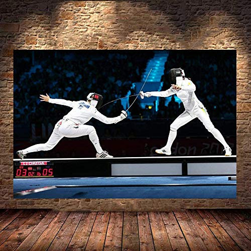 CloudShang Fechten Sport Poster Fechten Sport Wanddekoration Inspirierende Poster Motivierende Wand Bilder Wohnzimmer Wandbild Home Gym Dekor D13208 50x70cm/Kein Rahmen