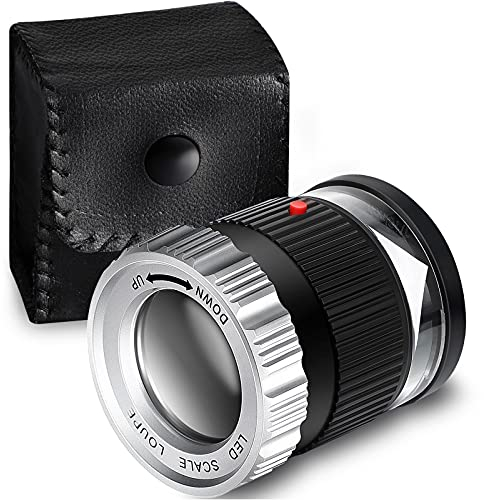 Lupe 30X Lupe LED Leuchtende UV Beleuchtete Lupe Einstellbare Brennweite Lupe Faltbares Schmuck Vergrößerungsglas für Schmuck Textil Münzen Stempel Platte Edelsteine (Schwarz)