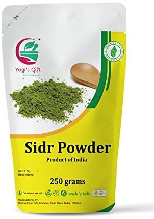 Sidr Poudre 250 grammes | Nettoyant et revitalisant pour cheveux aux herbes naturelles | Rajeunit les follicules pileux | Apaise et rafraîchit la peau | Poudre de feuilles de Sidr | par Yogi’s Gift®