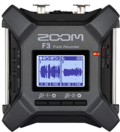 Zoom F3 Professional Field Recorder for Filmmakers & Musicians with 2 Locking XLR/TRS Inputs, Pro Quality Preamps, 32-Bit Float, Dual AD Converters, Battery Power, and Wireless Control