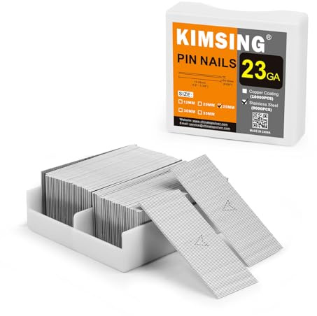 KIMSING P625SS 23GA 25mm puntas micro inox 9000 pzas para muebles | Puntas micro inox 0,63x25mm, compatibles P625C & P630C, para puertas, armarios, muebles, madera