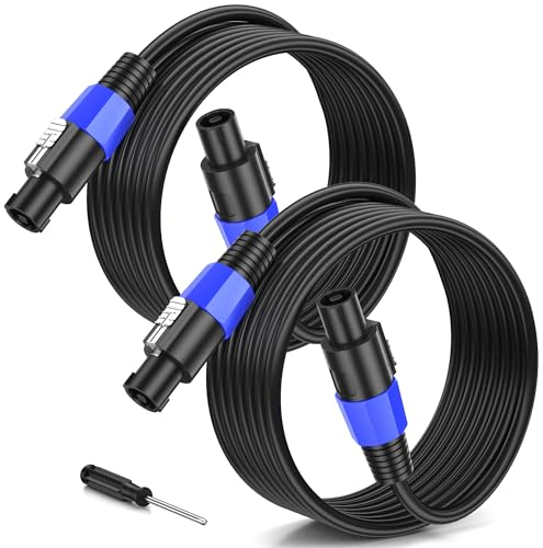 Jumwa 30M 2pack Cavo Speakon per Altoparlante Cavi Speakon M-M per Amplificatore audio 15 Guage Cavo con Twist Lock DJ/PA per l'audio Pesante