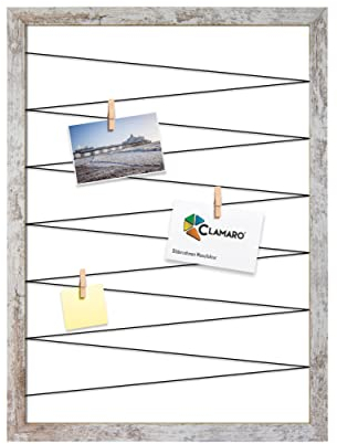 Clamaro 'Collage Flex' Cornice Portafoto 50 x 70 cm | Bianco Vintage | Cornice per foto collage con elastici e mollette fotografiche | Ideale come galleria per foto o cartoline