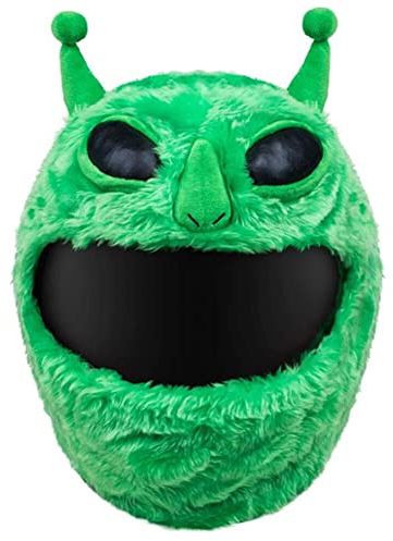 Huamengyuan Motorradhelm Dekoration Abdeckung,Plüsch Motorradhelm Überzug Lustiger Grüner Monster Cartoon Motorradhelm Hut Motorradhelm Helmbezug für die meisten Integralhelme