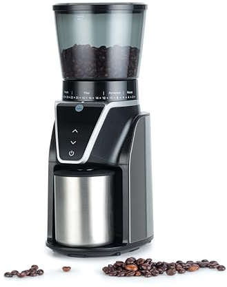 Wilfa BALANCE Elektrische Kaffeemühle I 31 Mahlstufen I Kegelmahlwerk I 275g Bohnenbehälter I Mit Timer I Antistatischer Kaffeebehälter I Einfache Reinigung (silber)