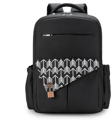 SONARIN Große Kapazität Multi-Taschen Baby Wickelrucksack Wickeltasche,Multifunktionale Wasserdichte Babytasche Tragbare Reise Wickeltasche Rucksack mit Kinderwagen Haken(Schwarz)