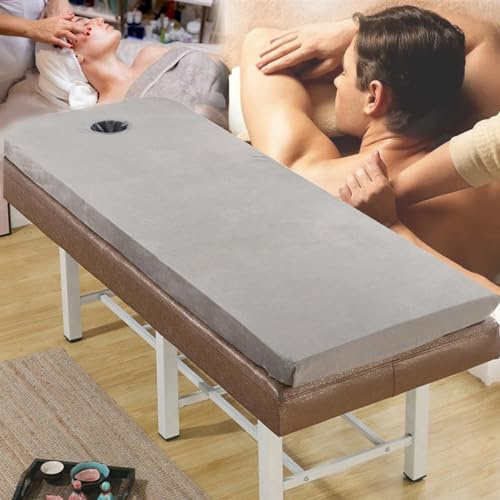 LXJDDLD Table De Massage Surmatelas,Matelas De Lit De Salon Beauté pour Esthéticienne,Rembourrage De Lit De Spa,Mousse À Mémoire De Forme pour Coussin Lit Cils,avec Couvercle,Gray r,70x185cm 8cm