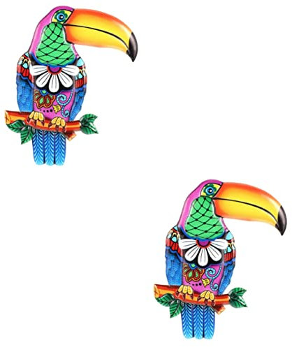 BESPORTBLE 2 Stücke Metall Toucan Garten Decor Vogel Kunst Helle Farben Terrasse Dekoration