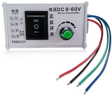 HUSETOO DC Motor Drehzahlregler, DC 9V - 60V Motor Pulsbreite Modulator Regler 20A 1000W Motor Variable Drehzahlregler, CW/CCW Schalterintegration