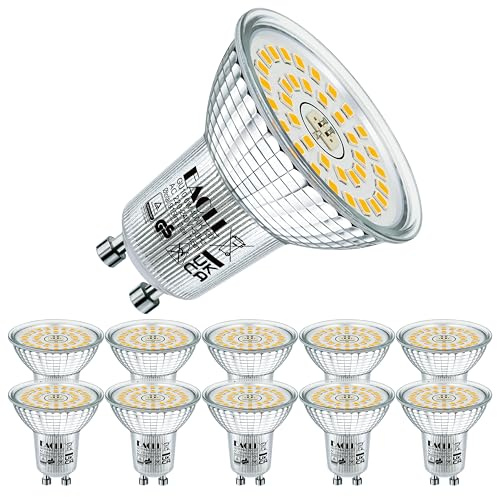 EACLL GU10 LED 4000 K 6 W ersätter 100 W halogenlampor, 10-pack, neutral vit 745 lumen glödlampor, AC 230 V flimmerfri strålkastare, strålvinkel 120 graders spot, ej dimbara reflektorlampor