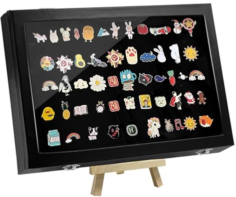 YEXEXINM Grande boîte de présentation en émail 35,6 x 24,1 cm, couvercle transparent, rangement pour médailles militaires, bijoux, boucles d'oreilles, colliers