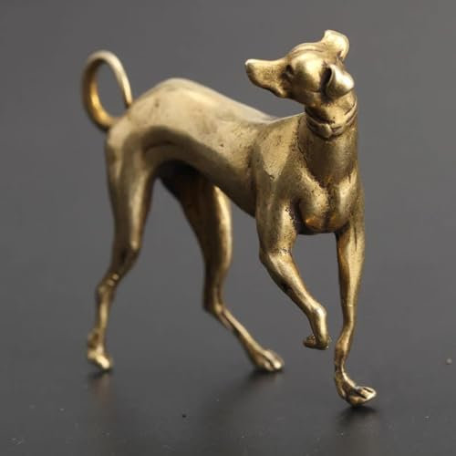 DUOLAIYUNSO Bronzefigur, 6,2 x 5,2 cm, massives Messing, Hunde-Schreibtisch-Ornamente, Vintage-Kupfertier-Miniaturen, Dekorationen, Geschenke, Heimdekoration