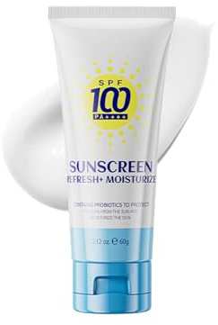 SPF 100 Sunscreen - Factor 100 Sun Cream- UVB/UVA Protetion Face Sunscreen- Spf Facial Moisturiser anti Wrinkle Prevent Sunburn&Taning - Face Cream With Spf Containing Probiotics To Protect - 60G
