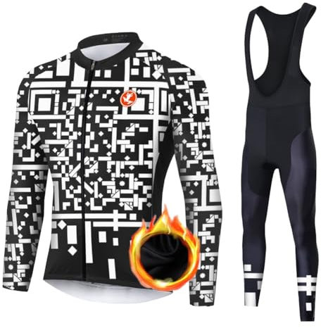 UGLY FROG Thermofleecefutter Winter Radtrikot Herren Langarm Set Fahrradbekleidung Pro Rennrad Trikot + Radsport-Trägerhosen mit 19D Gepolsterten