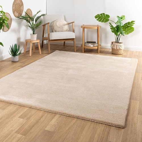 Steffensmeier Gabbeh Teppich Sali | 100% Neuseeland Schurwolle | Handloom | Wohnzimmer | super dicht | Beige, Größe 70x140 cm