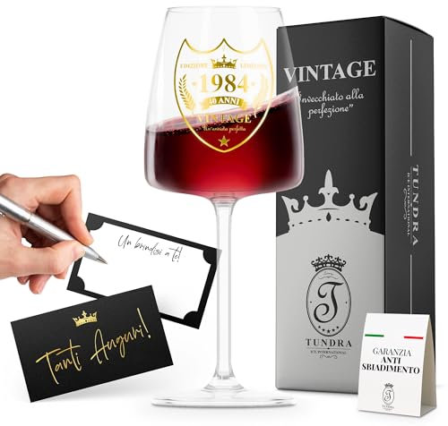 TUNDRA - Calice Personalizzato per Regalo 40 Anni Compleanno Uomo | 1985 | Calice in CRISTALLINO da 450 ML con stampa EFFETTO ORO di Altissima Qualità - Idee Regalo Uomo Compleanno Originali (40 Anni)